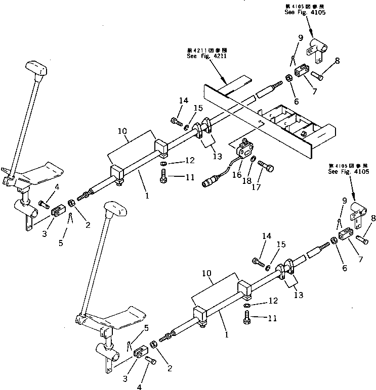 Excavators Komatsu / PC60L-5 S/N 7501-UP(pc60l-5r) / TRAVEL CONTROL LINKAGE (1/2)(120050 : 4103)