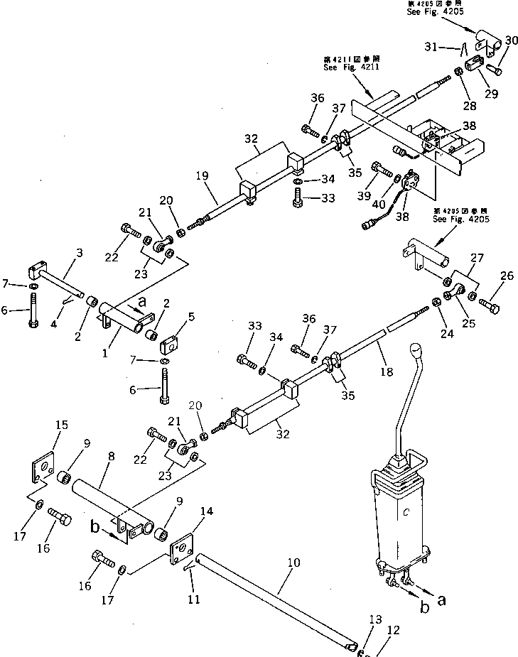 Excavators Komatsu / PC60L-5 S/N 7501-UP(pc60l-5r) / WORK EQUIPMENT CONTROL LINKAGE (FOR ARM ? SWING) (1/2) (FOR JAPAN)(120080 : 4203)