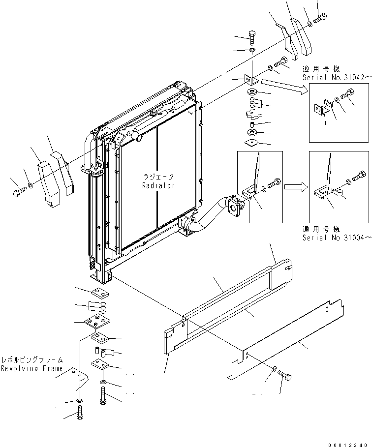 Komatsu parts book diagram for PC650-6A S/N 30001-UP: COOLING (RADIATOR MOUNTING AND SHEET)(#31001-)