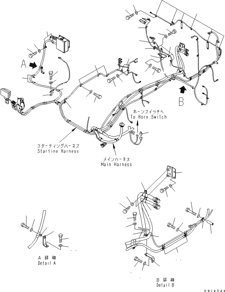 Komatsu parts book diagram for PC650-6A S/N 30001-UP: WIRING (MAIN HARNESS) (CLIP)(#31001-)