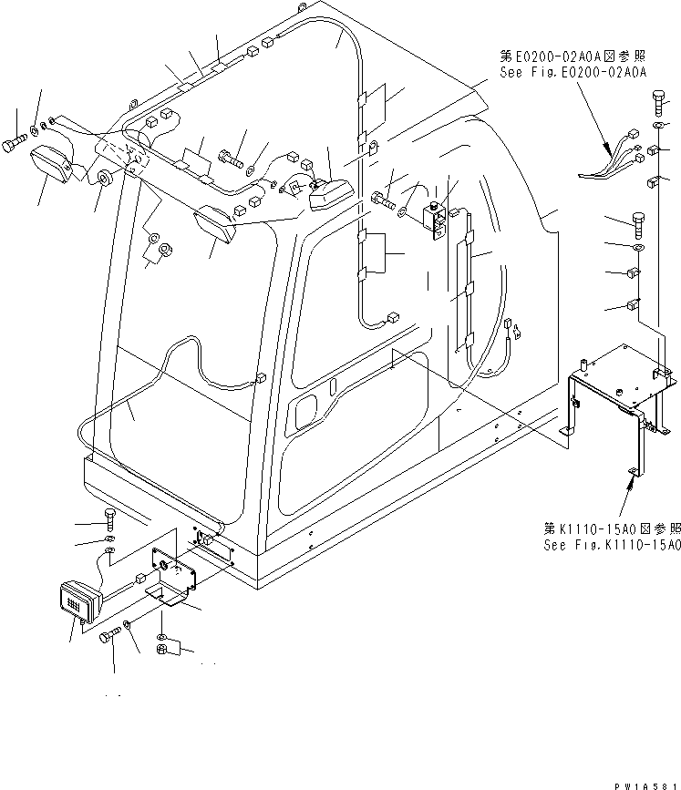 Komatsu parts book diagram for PC650-6A S/N 30001-UP: ADDITIONAL WORK LAMP ? STEP LIGHT AND FLASH LIGHT (WITH FOG)(#31001-)