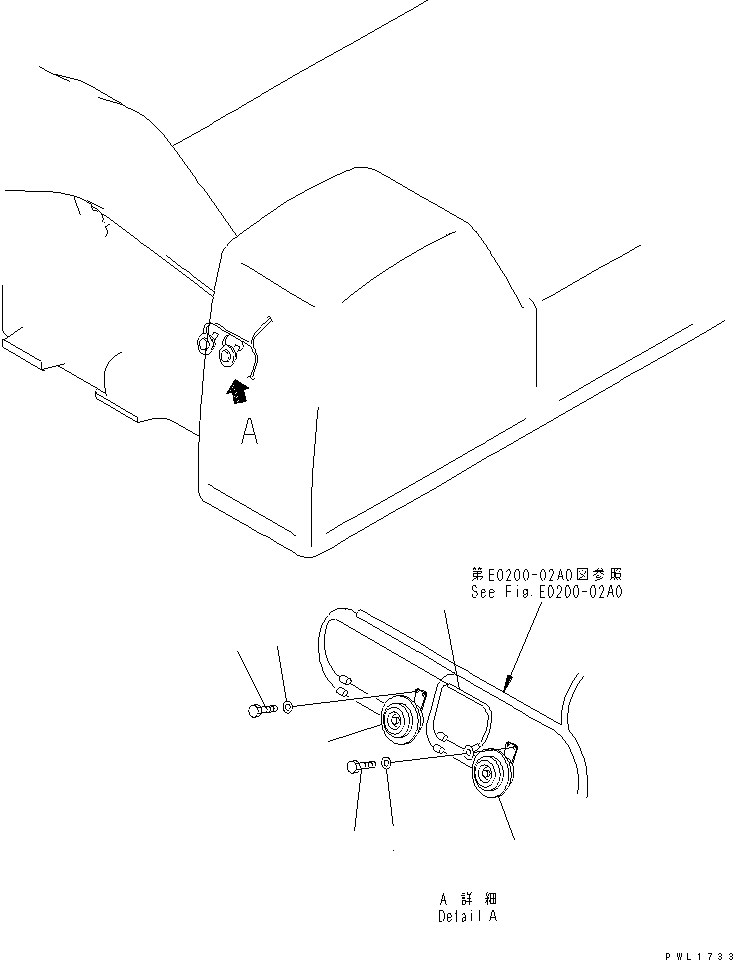 Komatsu parts book diagram for PC650-6A S/N 30001-UP: HORN