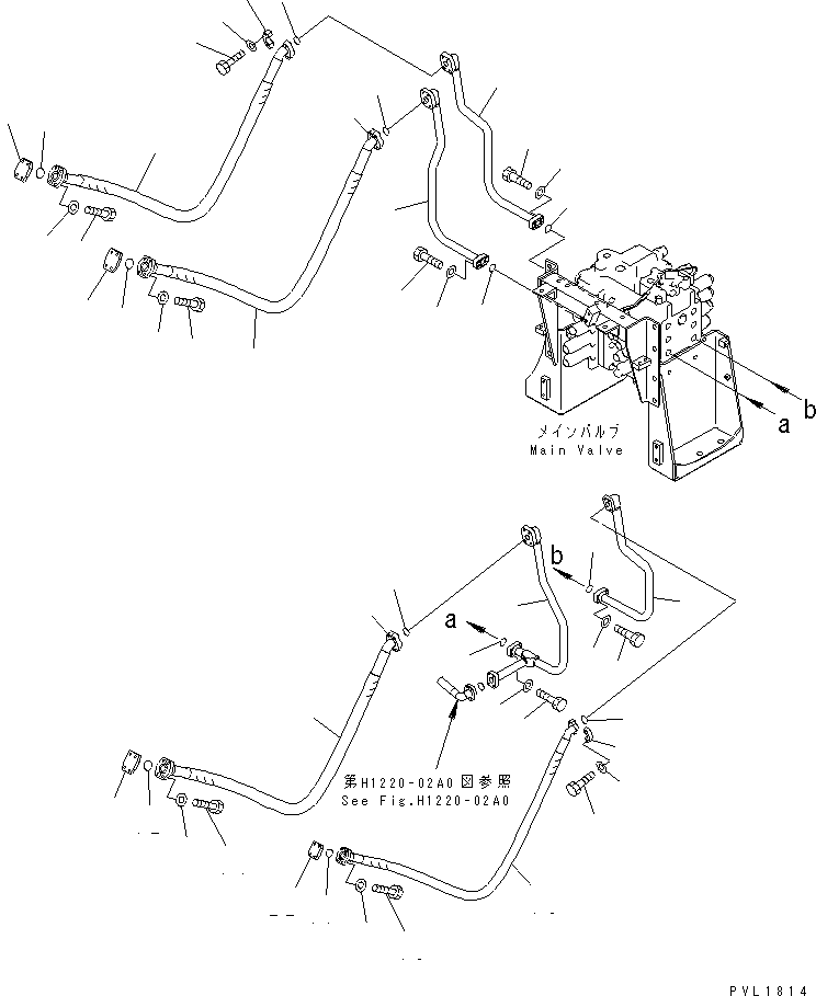 Komatsu parts book diagram for PC650-6A S/N 30001-UP: ARM AND BUCKET LINES (VALVE LINE)