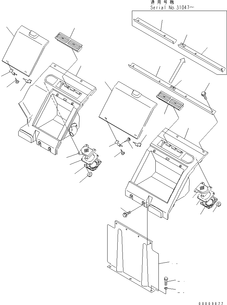 Komatsu parts book diagram for PC650-6A S/N 30001-UP: SEAT REAR COVER (WITH 2 SPEAKER) (WITH AIR CONDITIONER)