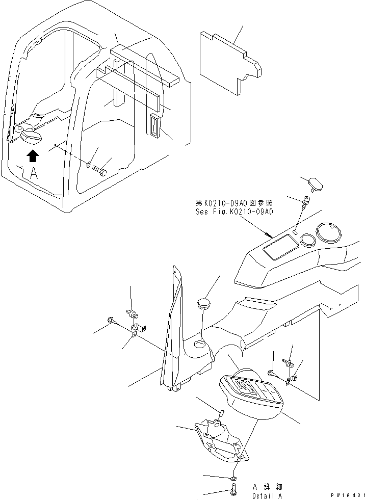 Komatsu parts book diagram for PC650-6A S/N 30001-UP: OPERATOR'S CAB (PANEL COVER AND MONITOR SYSYTEM) (WITH AIR CONDITIONER)(#31001-)