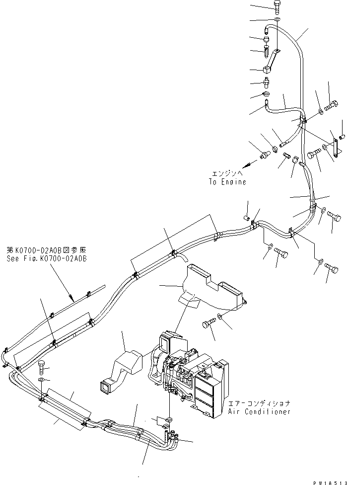 Komatsu parts book diagram for PC650-6A S/N 30001-UP: AIR CONDITIONER (HEATER HOSE AND DCUT)(#31001-)