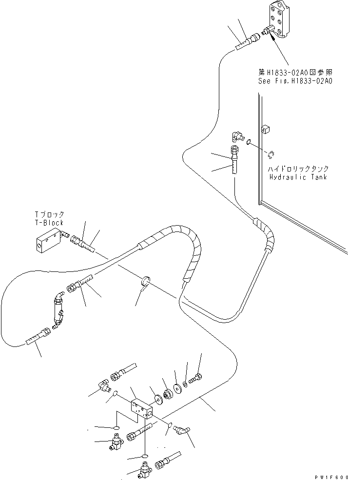 Komatsu parts book diagram for PC650-6A S/N 30001-UP: FLOOR FRAME (PPC WORK LINE) (HOSE AND BLOCK) (2 ACTUATOR)(#31001-)