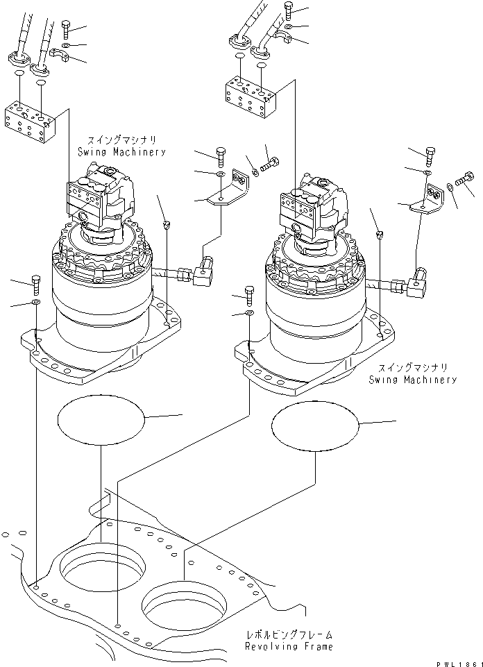 Komatsu parts book diagram for PC650-6A S/N 30001-UP: SWING MACHINERY (BRACKET AND FLANGE)