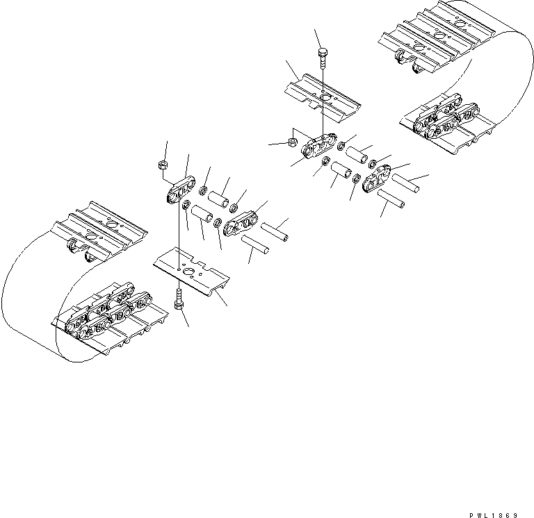 Komatsu parts book diagram for PC650-6A S/N 30001-UP: TRACK SHOE (DOUBLE GROUSER WITH HOLE) (600MM WIDE)