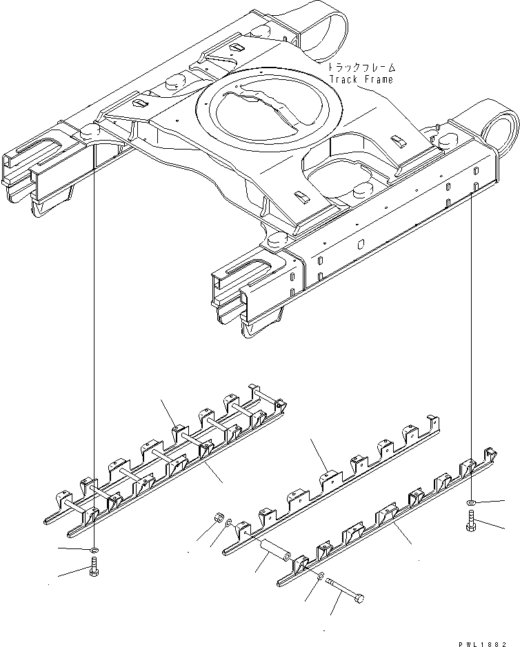 Komatsu parts book diagram for PC650-6A S/N 30001-UP: TRACK ROLLER FULL GUARD(#30017-)