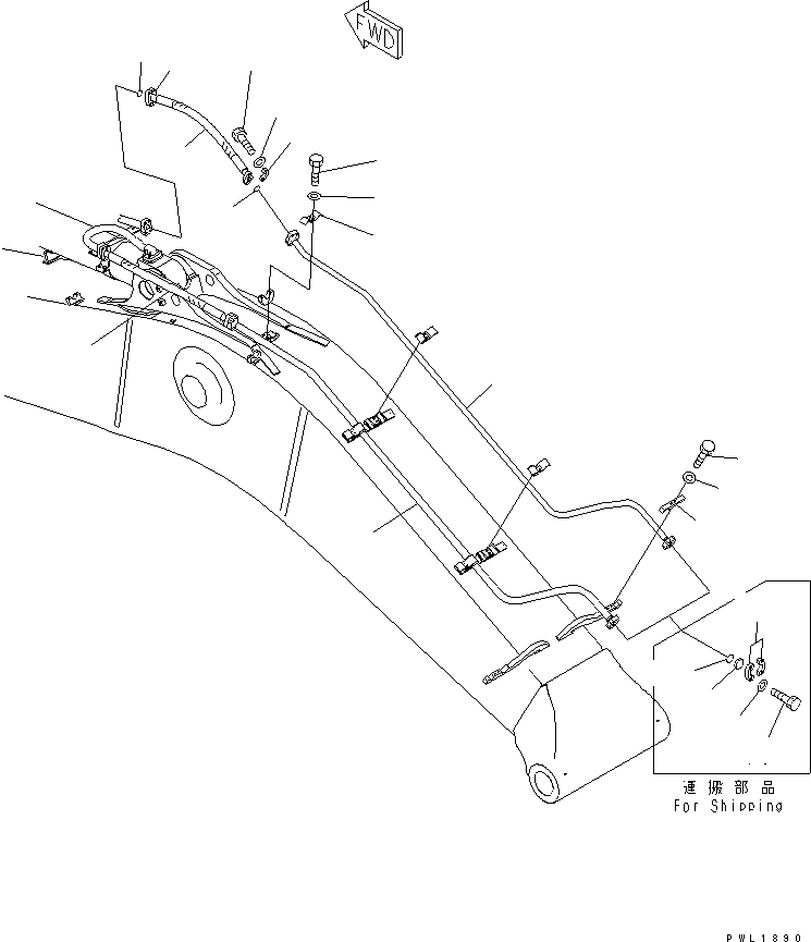 Komatsu parts book diagram for PC650-6A S/N 30001-UP: BOOM (7.3M) (ARM CYLINDER LINE)