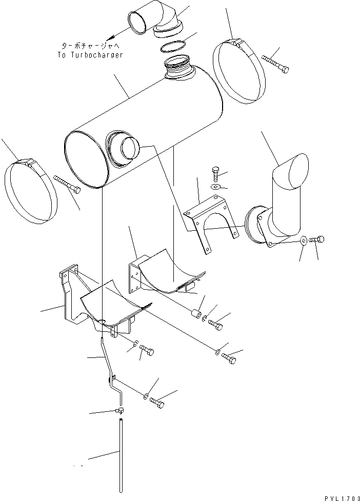 Komatsu parts book diagram for PC650-6 S/N 30001-UP: MUFFLER(#30001-30999)
