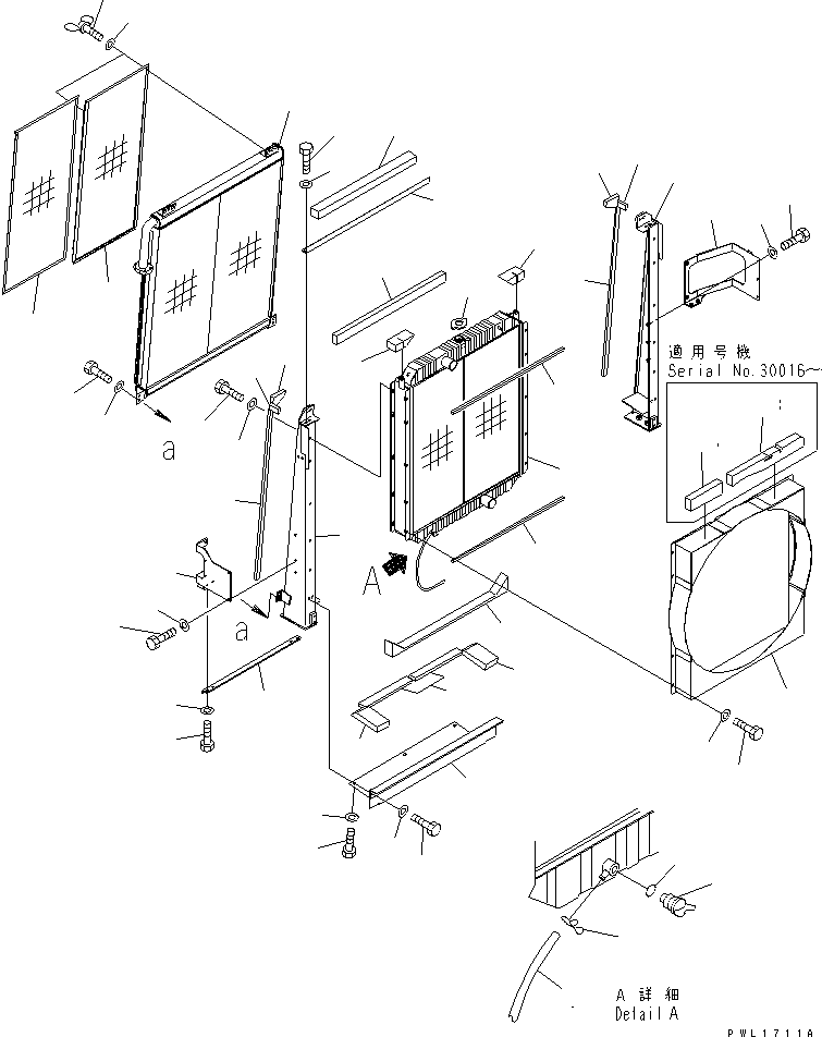 Komatsu parts book diagram for PC650-6 S/N 30001-UP: COOLING (RADIATOR AND OIL COOLER)(#30001-30999)