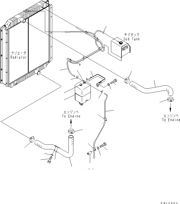 Komatsu parts book diagram for PC650-6 S/N 30001-UP: COOLING (RADIATOR PIPING)(#30001-30999)