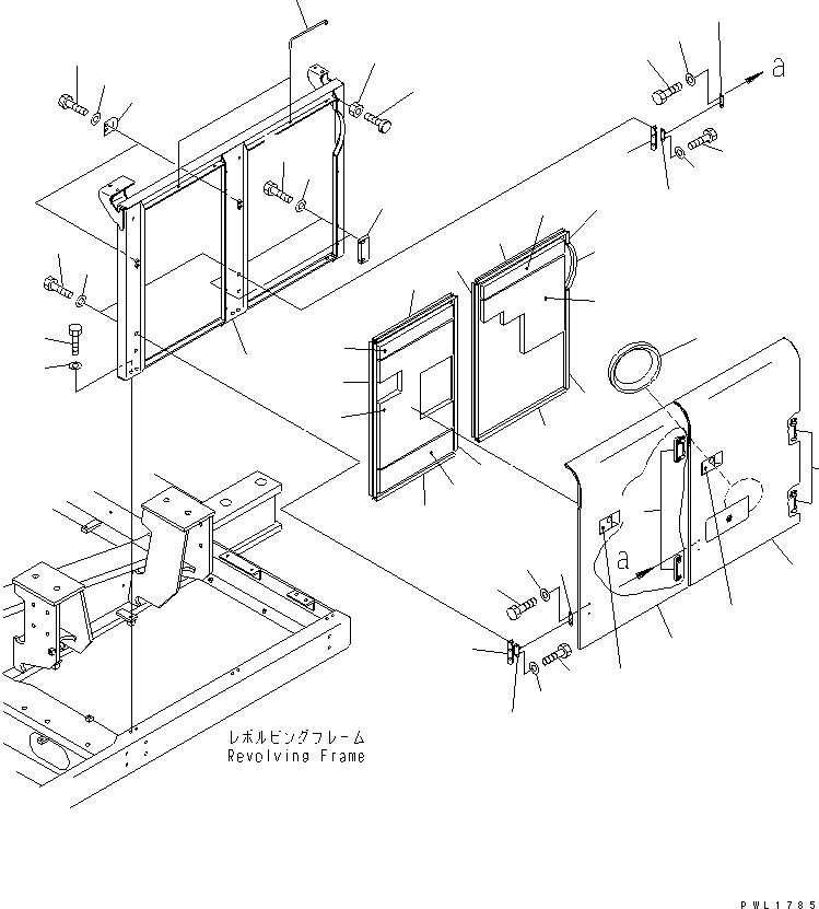 Komatsu parts book diagram for PC650-6 S/N 30001-UP: LEFT SIDE COVER (MACHINE CAB)(#30001-30999)