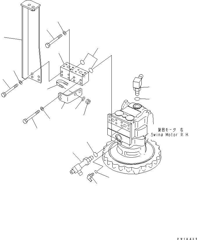 Komatsu parts book diagram for PC650-6 S/N 30001-UP: SWING MACHINERY (BLOCK) (1 ACTUATOR) (R.H.) (FOR BREAKER)