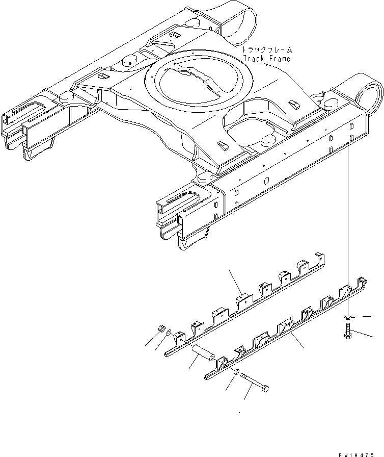 Komatsu parts book diagram for PC650-6 S/N 30001-UP: TRACK FRAME (TRACK ROLLER FULL GUARD) (L.H.)(#30017-)