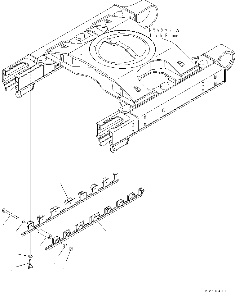Komatsu parts book diagram for PC650-6 S/N 30001-UP: TRACK FRAME (TRACK ROLLER FULL GUARD) (R.H.)(#30017-)