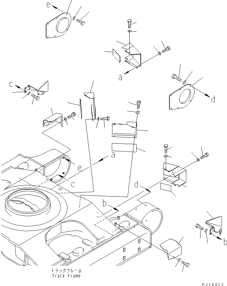 Komatsu parts book diagram for PC650-6 S/N 30001-UP: TRAVEL PIPING GUARD(#31028-)
