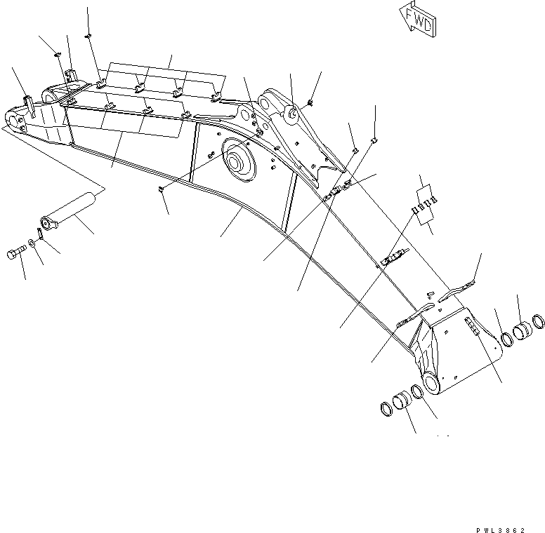Komatsu parts book diagram for PC650-6 S/N 30001-UP: BOOM (6.6M) (BOOM AND TOP PIN) (SE SPEC.)