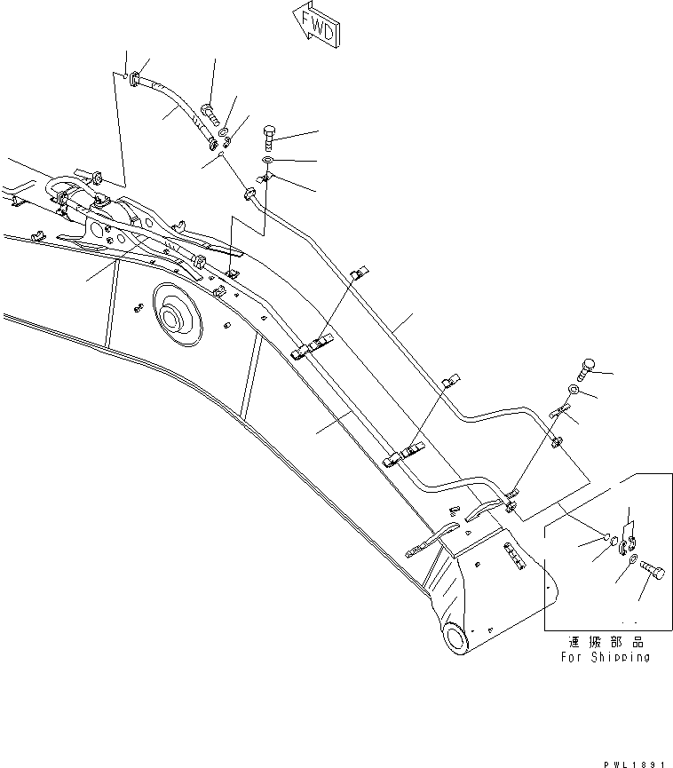 Komatsu parts book diagram for PC650-6 S/N 30001-UP: BOOM (7.6M) (ARM CYLINDER LINE)(#31029-)