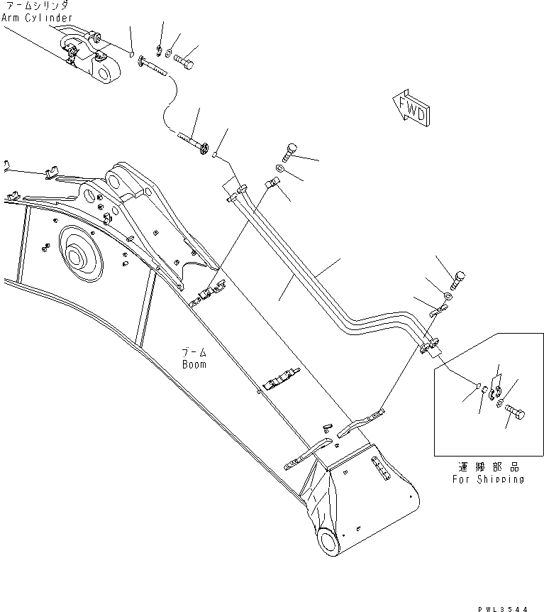 Komatsu parts book diagram for PC650-6 S/N 30001-UP: BOOM (6.6M) (ARM CYLINDER LINE) (SE SPEC.)