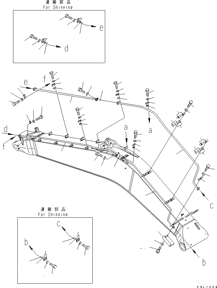Komatsu parts book diagram for PC650-6 S/N 30001-UP: BOOM (7.3M) (BUCKET CYLINDER LINE)