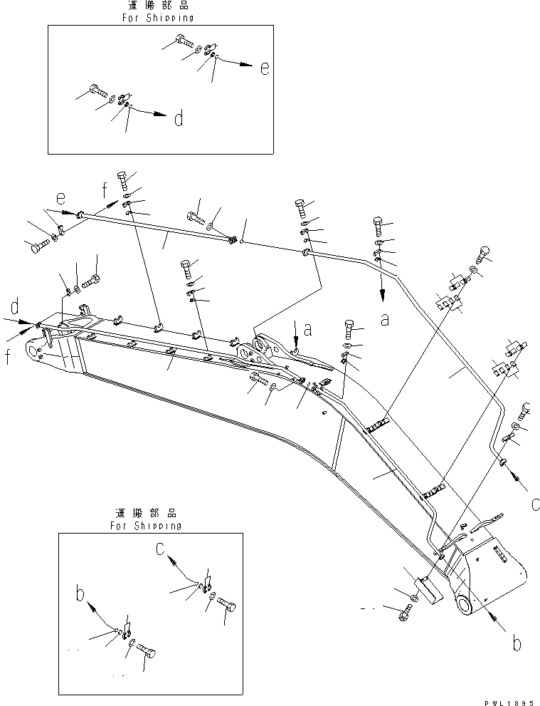 Komatsu parts book diagram for PC650-6 S/N 30001-UP: BOOM (7.6M) (BUCKET CYLINDER LINE)(#31029-)