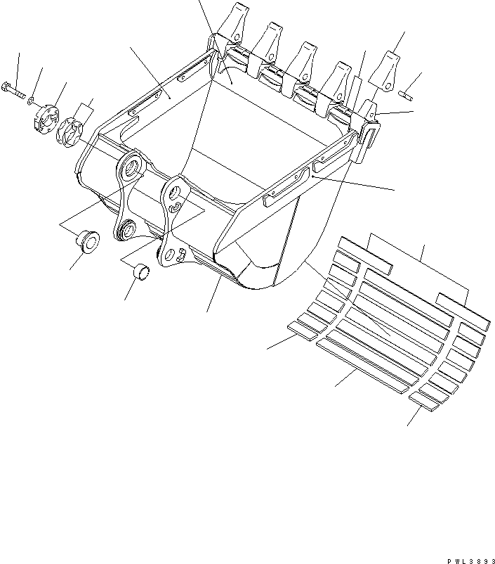 Komatsu parts book diagram for PC650-6 S/N 30001-UP: 3.5M3 HORIZONTAL PIN TYPE BUCKET(#30001-30999)