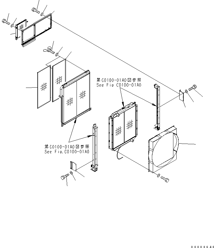 Komatsu parts book diagram for PC650LC-7-M1 S/N 40001-UP: COOLING (SHROUD AND OIL COOLER)