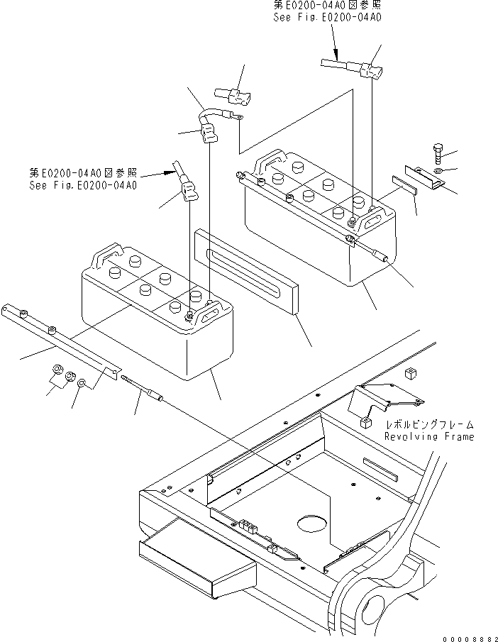 Komatsu parts book diagram for PC650LC-7-M1 S/N 40001-UP: BATTERY (DRY) (NS200)