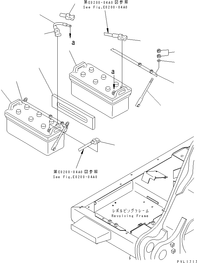 Komatsu parts book diagram for PC650LC-7-M1 S/N 40001-UP: BATTERY (DRY) (C200) (LARGE CAPACITY)