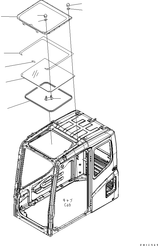 Komatsu parts book diagram for PC650LC-7-M1 S/N 40001-UP: OPERATOR'S CAB (ROOF WINDOW) (QUARRY SPEC.)