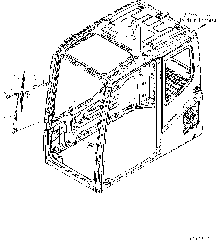Komatsu parts book diagram for PC650LC-7-M1 S/N 40001-UP: OPERATOR'S CAB (WIPER AND ROOM LAMP) (QUARRY SPEC.)