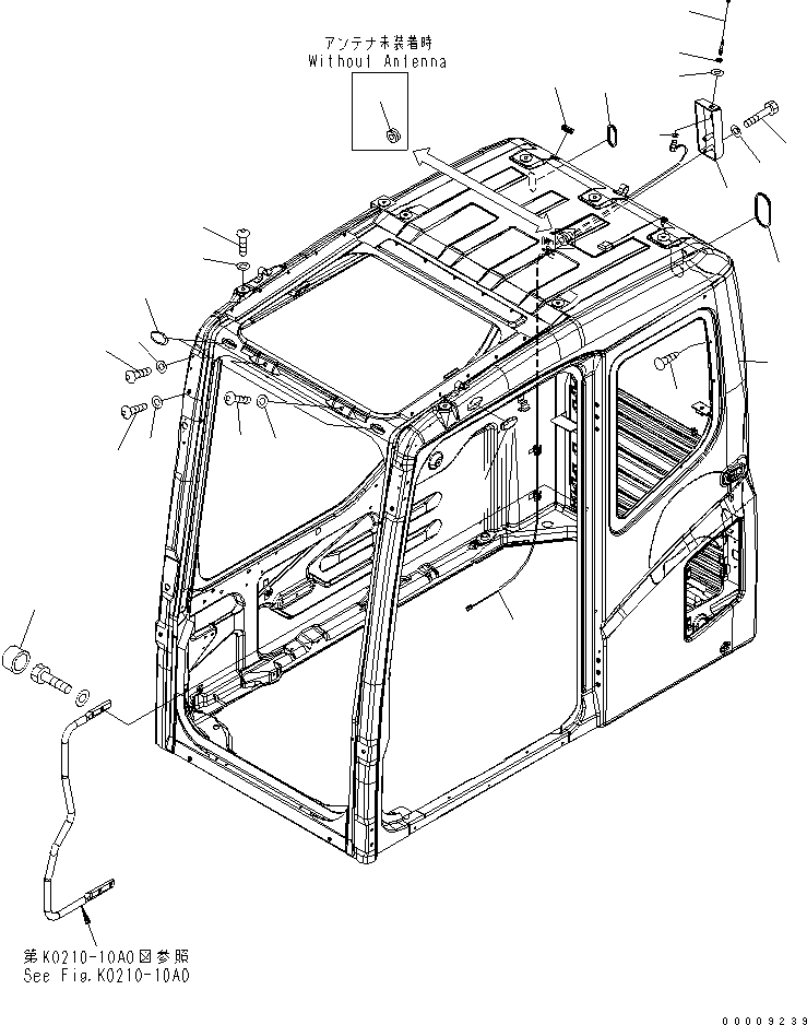 Komatsu parts book diagram for PC650LC-7-M1 S/N 40001-UP: OPERATOR'S CAB (BOLT AND ANNTENA) (KOMTRAX)