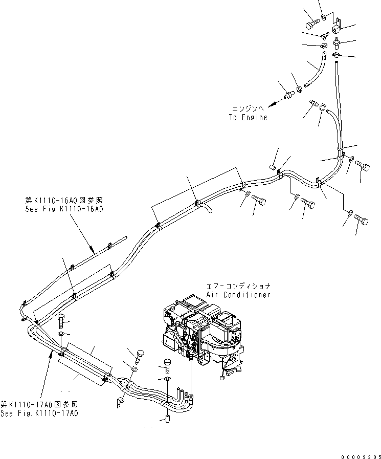 Komatsu parts book diagram for PC650LC-7-M1 S/N 40001-UP: AIR CONDITIONER (HEATER HOSE AND CLAMP)