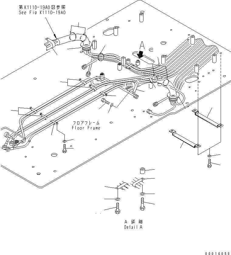 Komatsu parts book diagram for PC650LC-7-M1 S/N 40001-UP: FLOOR FRAME (PPC CLAMP) (1 ACTUATOR)