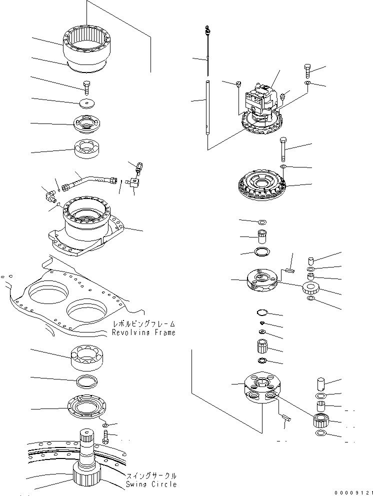 Komatsu parts book diagram for PC650LC-7-M1 S/N 40001-UP: SWING MACHINERY (L.H.)