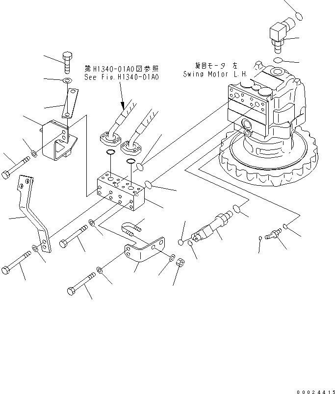 Komatsu parts book diagram for PC650LC-7-M1 S/N 40001-UP: SWING MACHINERY (BLOCK) (1 ACTUATOR) (L.H.)
