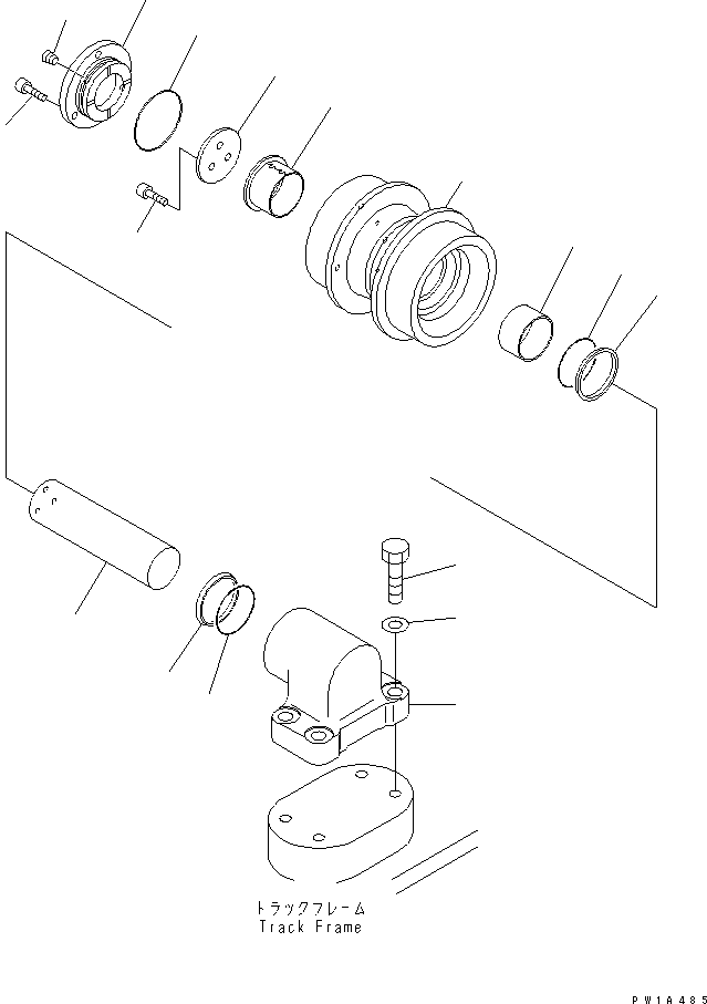 Komatsu parts book diagram for PC650LC-7-M1 S/N 40001-UP: TRACK FRAME (CARRIER ROLLER) (R.H.)
