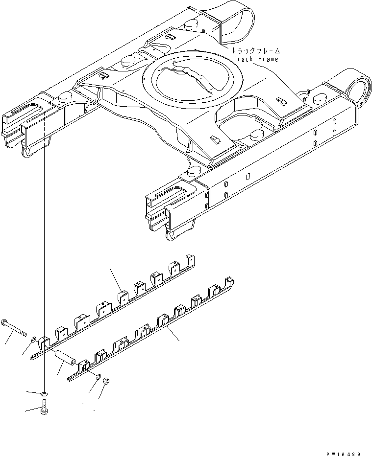 Komatsu parts book diagram for PC650LC-7-M1 S/N 40001-UP: TRACK FRAME (TRACK ROLLER FULL GUARD) (R.H.)