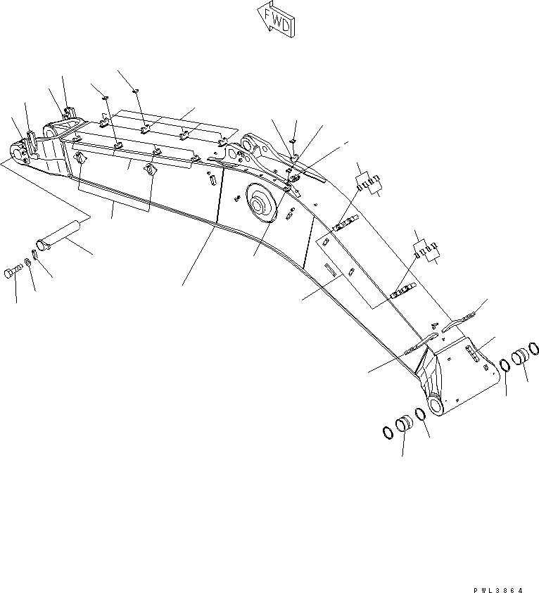 Komatsu parts book diagram for PC650LC-7-M1 S/N 40001-UP: BOOM (7.3M) (BOOM AND TOP PIN) (FOR ADDITIONAL PIPING)