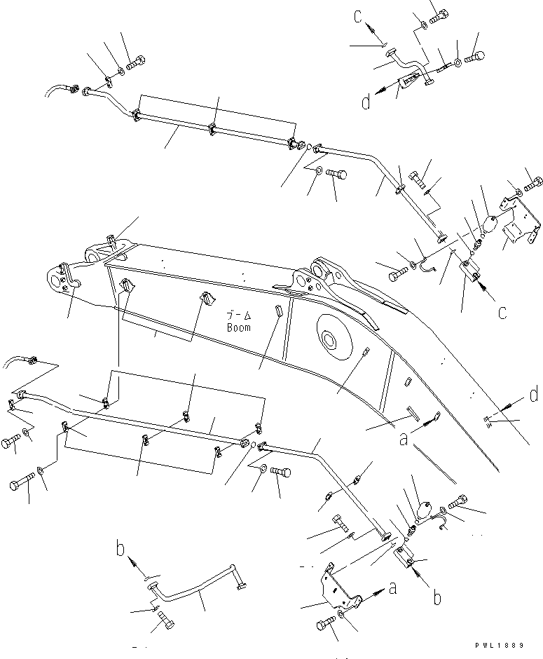 Komatsu parts book diagram for PC650LC-7-M1 S/N 40001-UP: BOOM (7.3M) (FOR ADDITIONAL PIPING) (KIT)