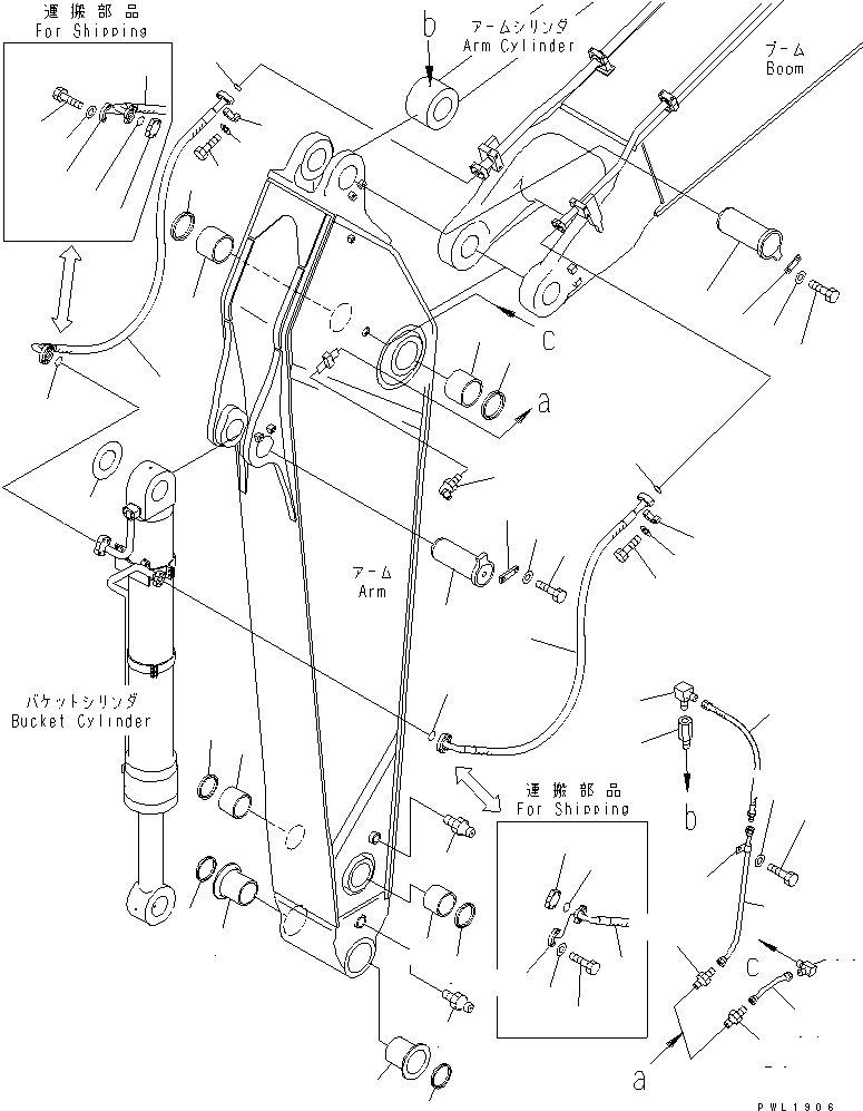 Komatsu parts book diagram for PC650LC-7-M1 S/N 40001-UP: ARM LESS PARTS
