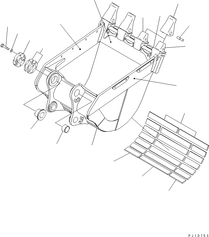 Komatsu parts book diagram for PC650LC-7-M1 S/N 40001-UP: 2.3M3 HORIZONTAL PIN TYPE BUCKET