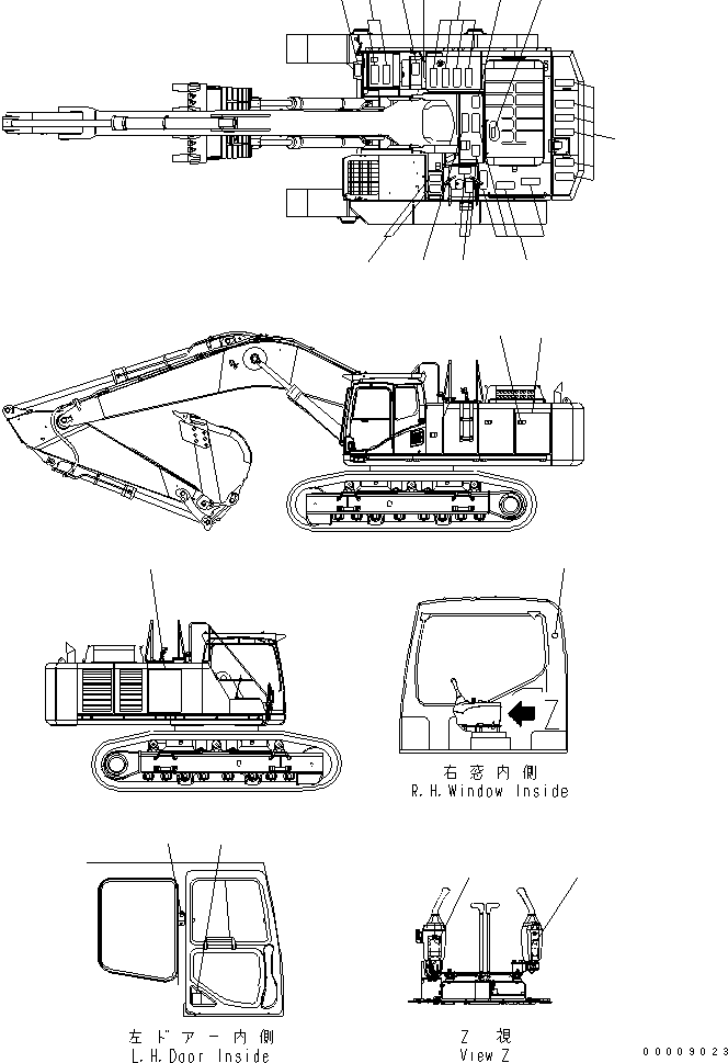 Komatsu parts book diagram for PC650LC-7-M1 S/N 40001-UP: DECAL AND PLATE (SEAT AND SYMBOL MARK) (JAPANESE)