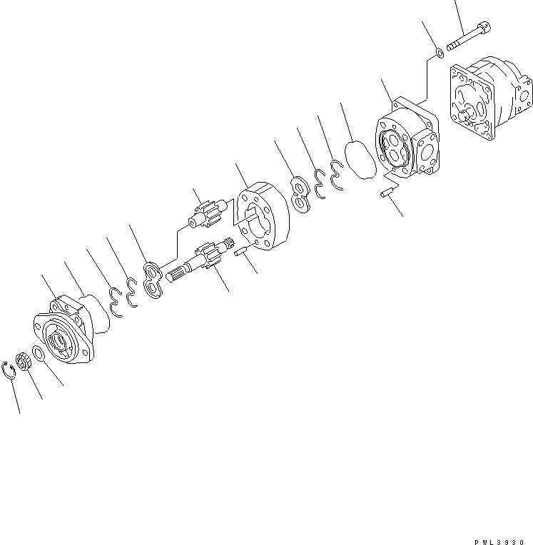 Komatsu parts book diagram for PC650LC-7-M1 S/N 40001-UP: GEAR PUMP (1/2)