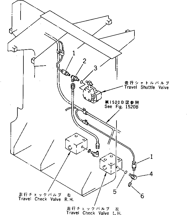 Komatsu parts book diagram for PC650SE-3 S/N 10501-UP: TRAVEL ALARM SWITCH (WITHOUT AUTO DECELERATION)(#11104-)