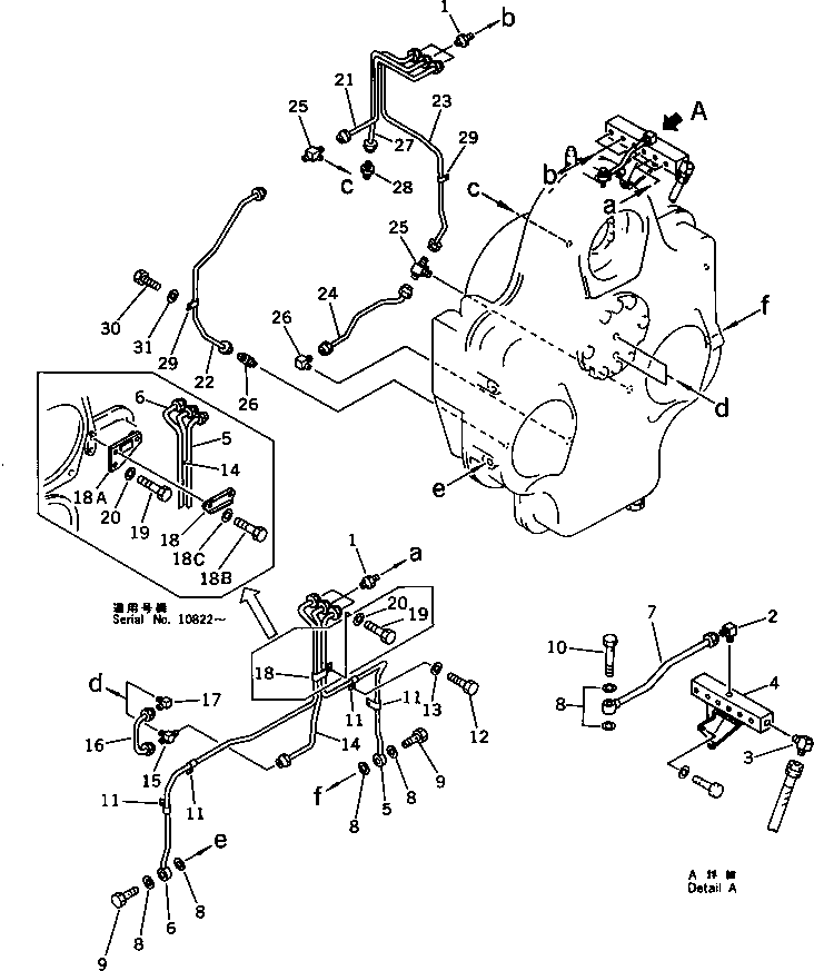 Komatsu parts book diagram for PC650SE-3 S/N 10501-UP: POWER TAKE OFF PIPING (1/2)(#10816-10861)