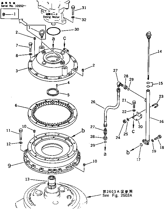Komatsu parts book diagram for PC650SE-3 S/N 10501-UP: SWING MACHINERY (1/3)(#11119-)